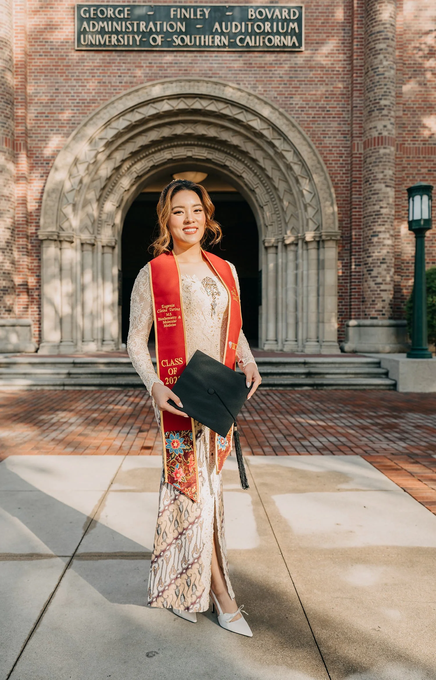USC graduation portrait session at University of Southern California campus in Los Angeles