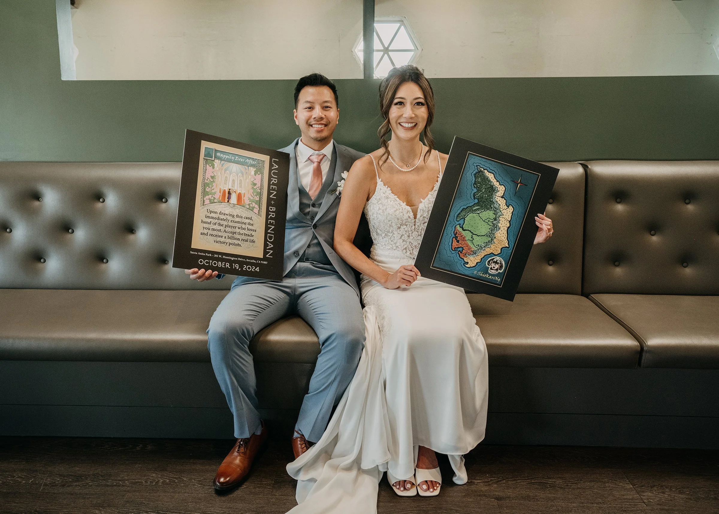 Bride and groom at Santa Anita Park wedding venue in Arcadia CA