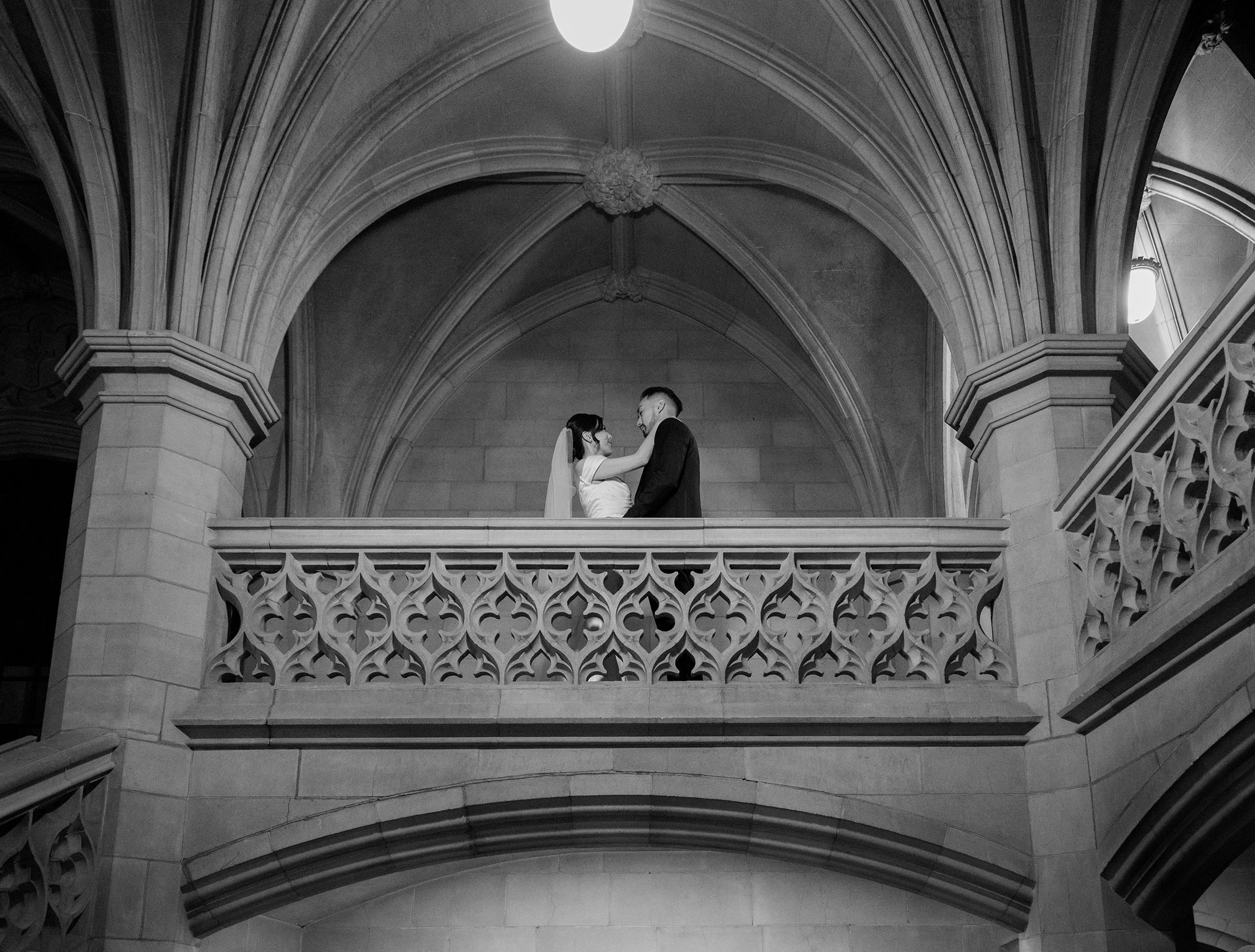 Bride and groom portraits at Knox College in Toronto Ontario