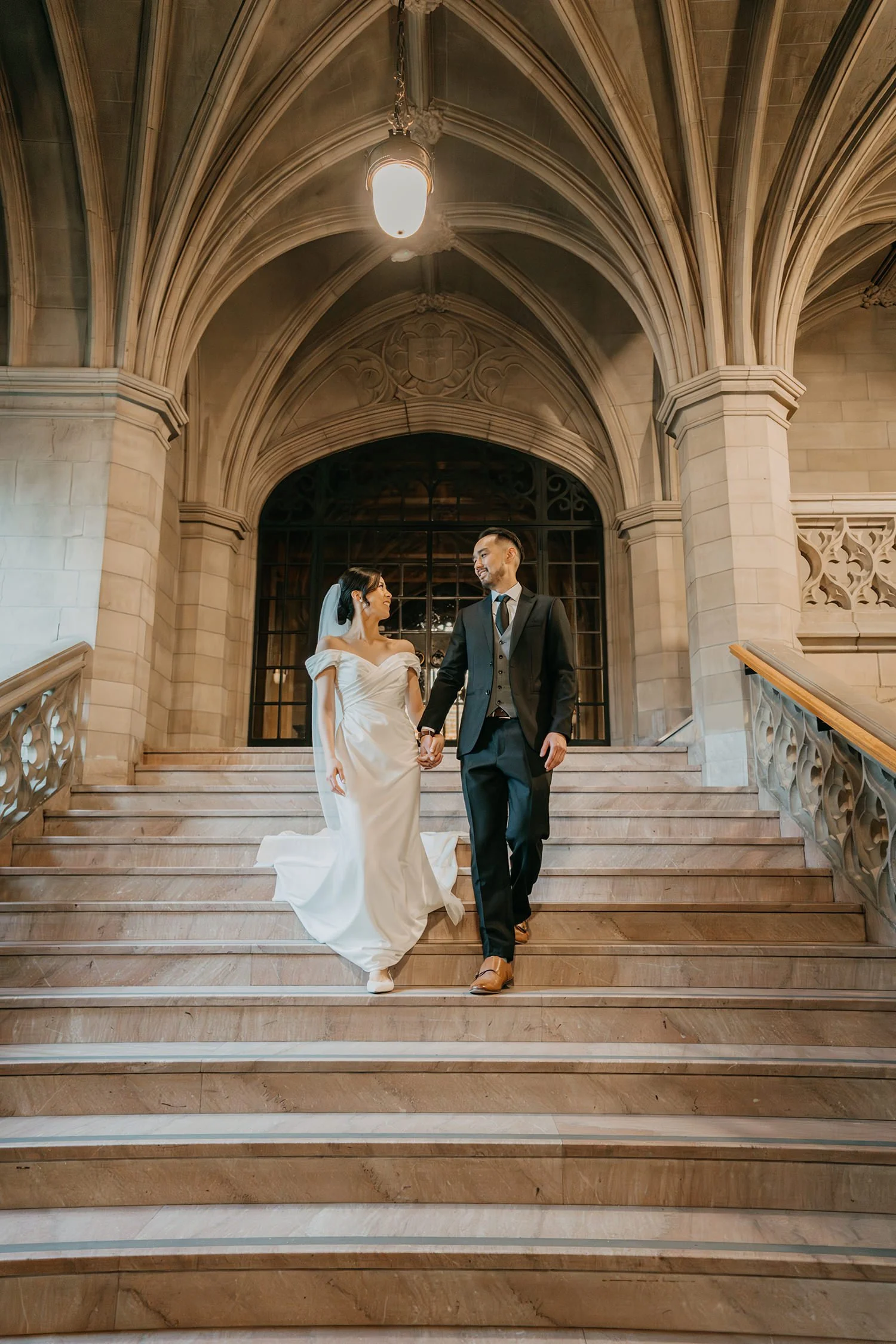 Bride and groom portraits at Knox College in Toronto