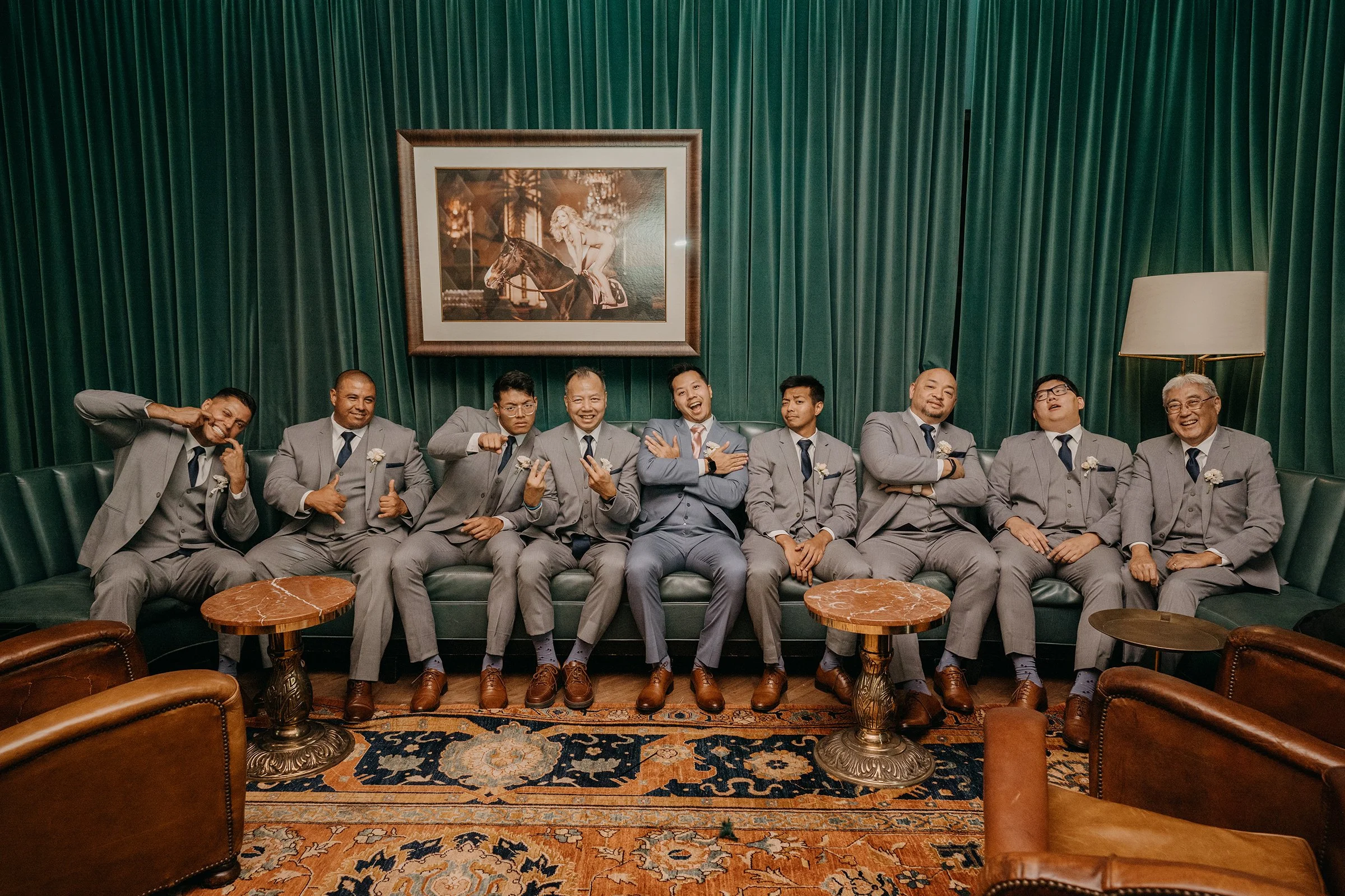 Santa Anita Park Wedding Groom and Groomsmen Portraits
