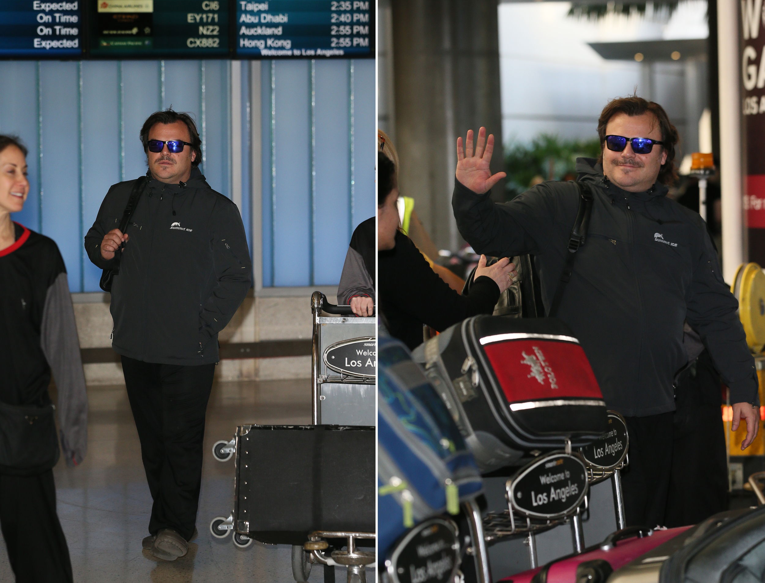   Jack Black  arriving at LAX in style with his Summit Ice softshell. 