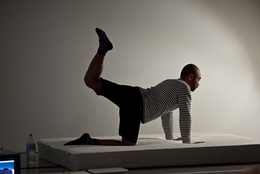 Sarah Goffman, Oki-do Yoga, 2013, with Brian Fuata, Workout, curator Anna Davis, Museum of Contemporary Art, Sydney
