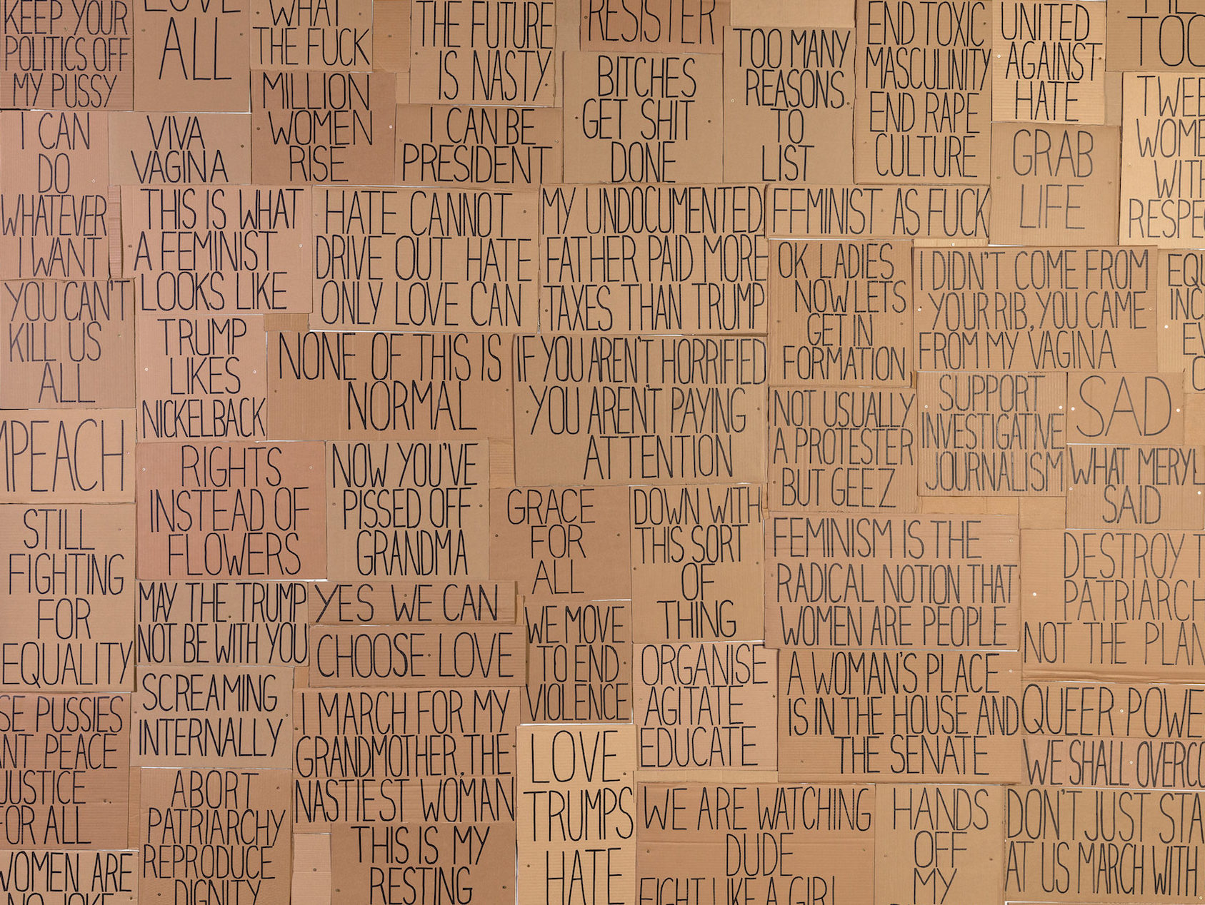 Sarah Goffman, I am with you 2017 (detail), Unfinished Business: Perspectives on art and feminism, 2017, Australian Centre for Contemporary Art, Melbourne