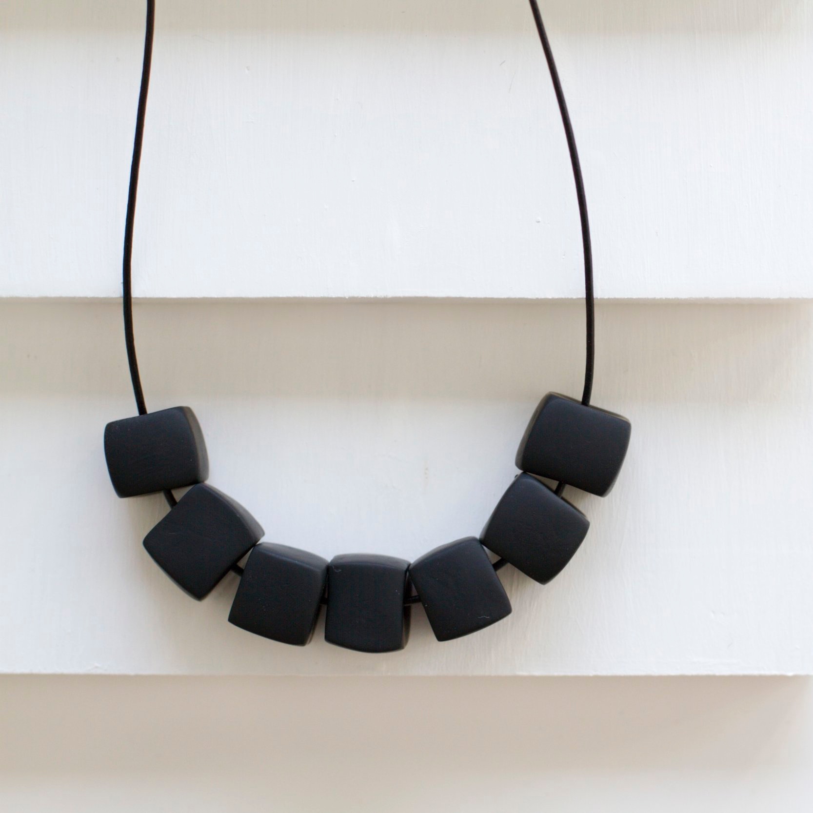 Polymer Clay Necklace wIth Black Leather Cord