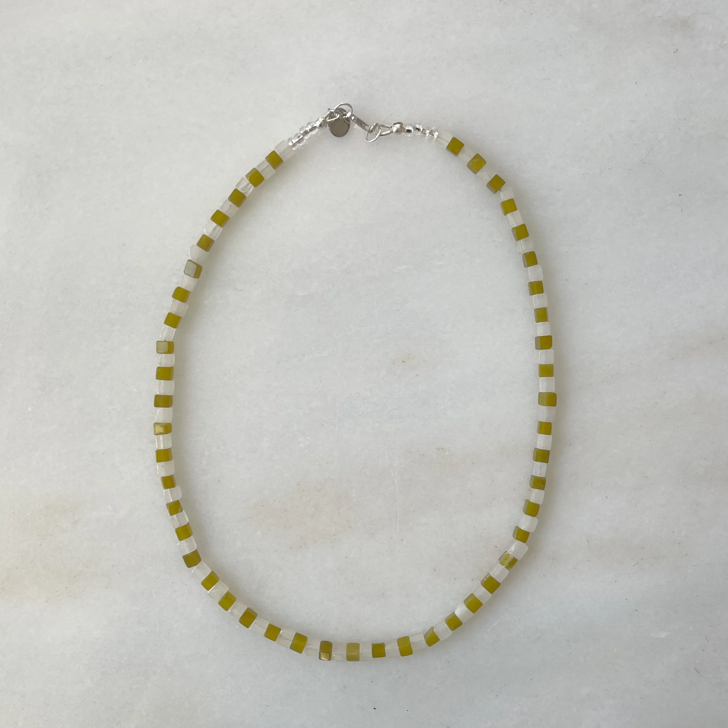 LIME CHECK CUBE NECKLACE | SEA + PATTERN