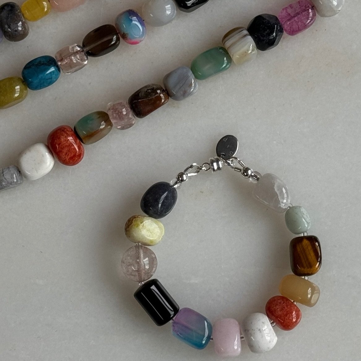 S+P pebble necklace and bracelet