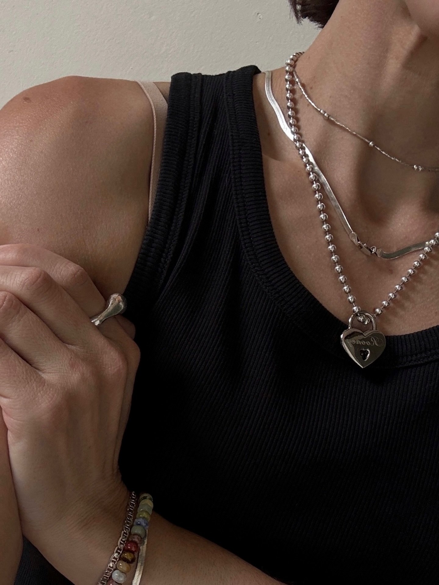 S+P sterling beaded necklace and precious gem bracelet 〰️