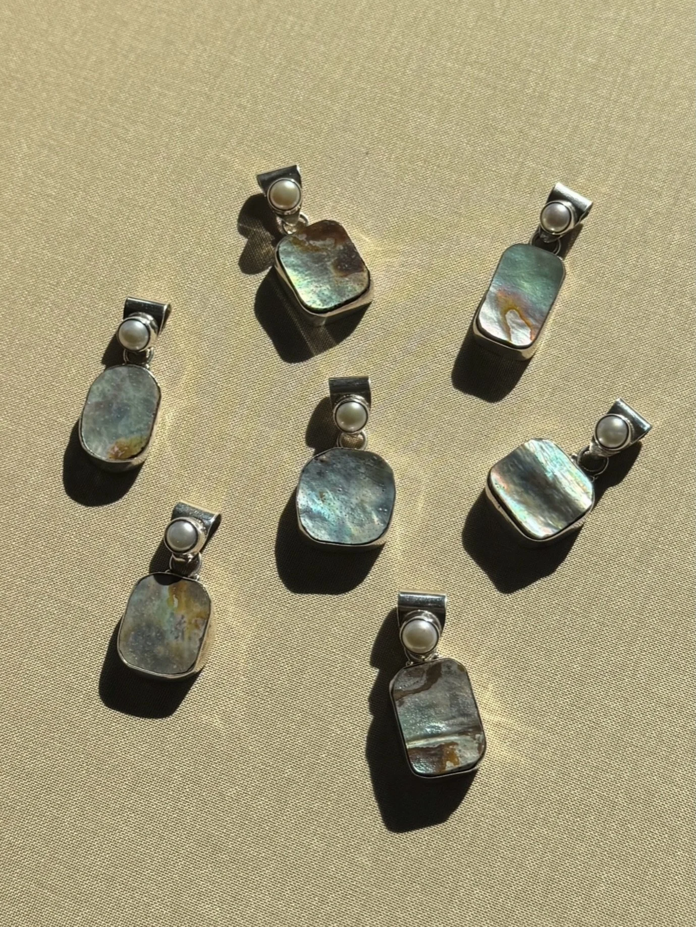 Restocked as promised: S+P abalone pendant necklaces, now back in limited quantities 〰️ available in black leather cord or onyx beads 〰️