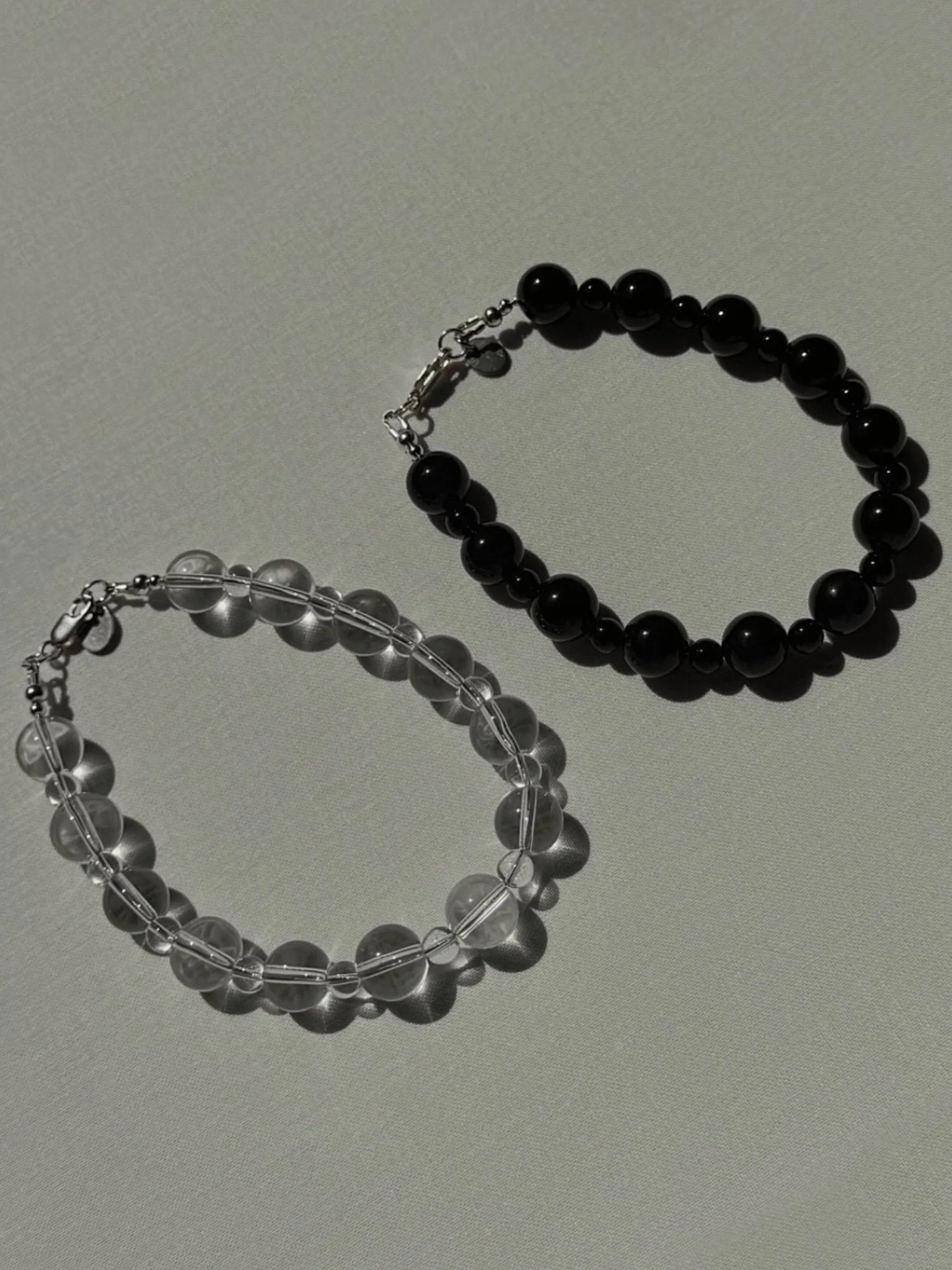 S+P clear quartz and onyx anklets 〰️ online now