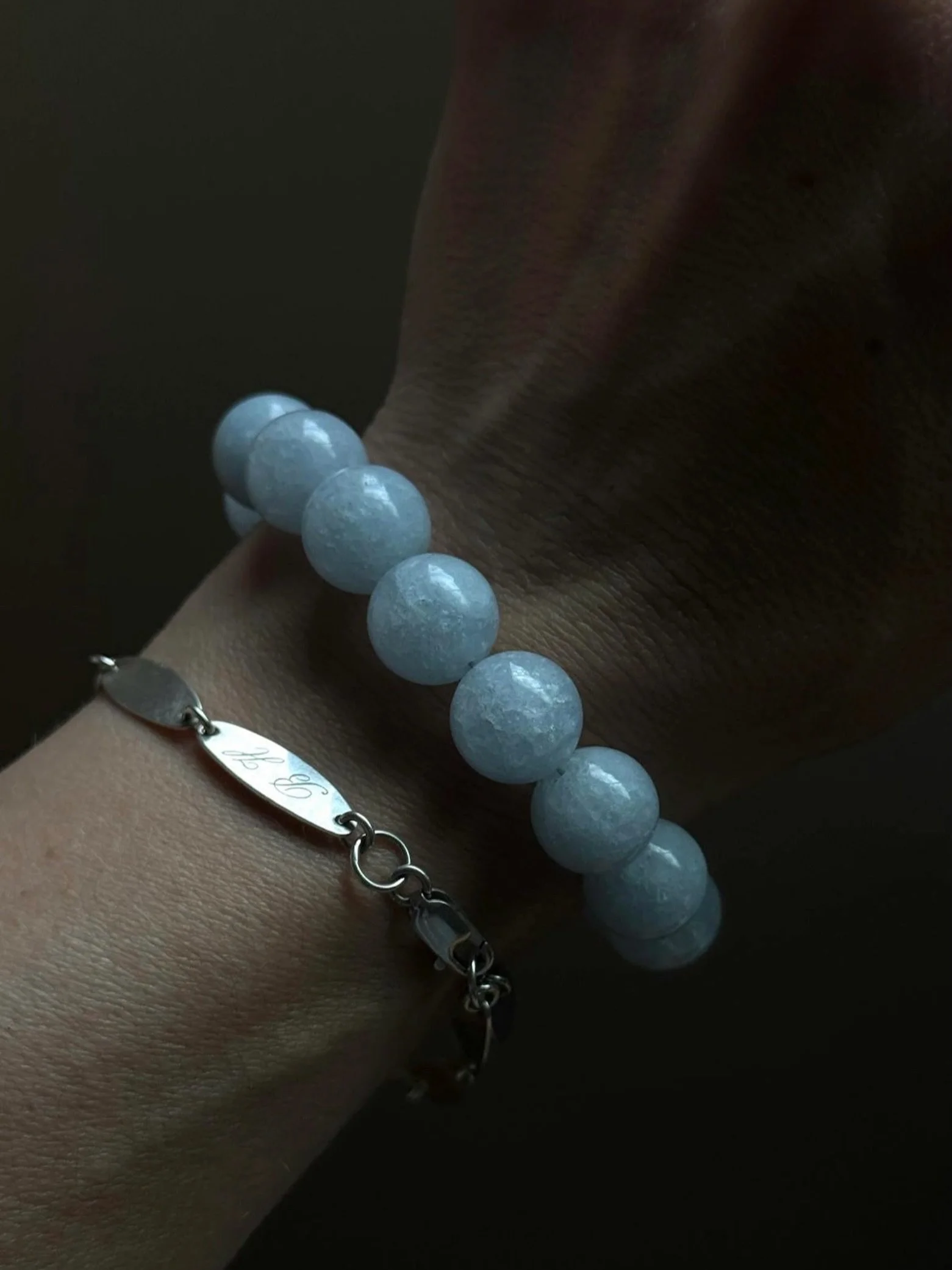 S+P aquamarine and sterling marquise bracelets