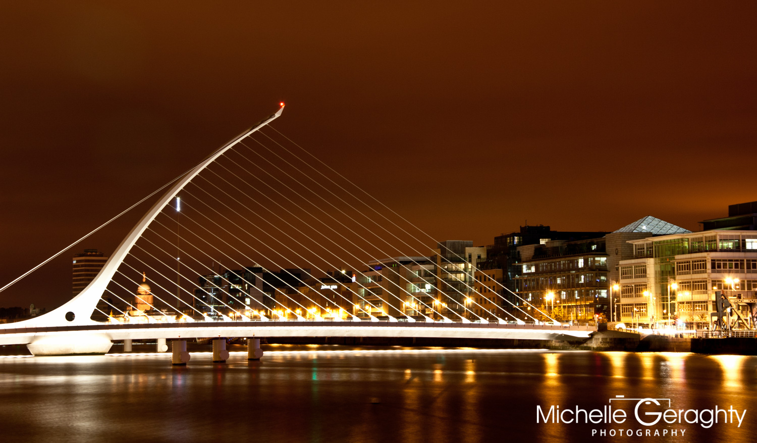 Sunset over Samuel Beckett Bridge, Dublin, Ireland