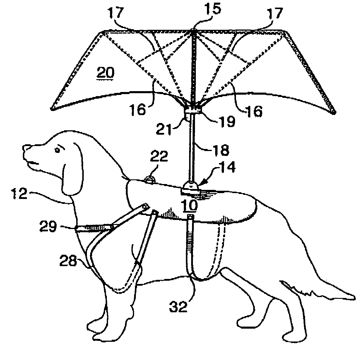 Patent illustration for an "animal umbrella." 