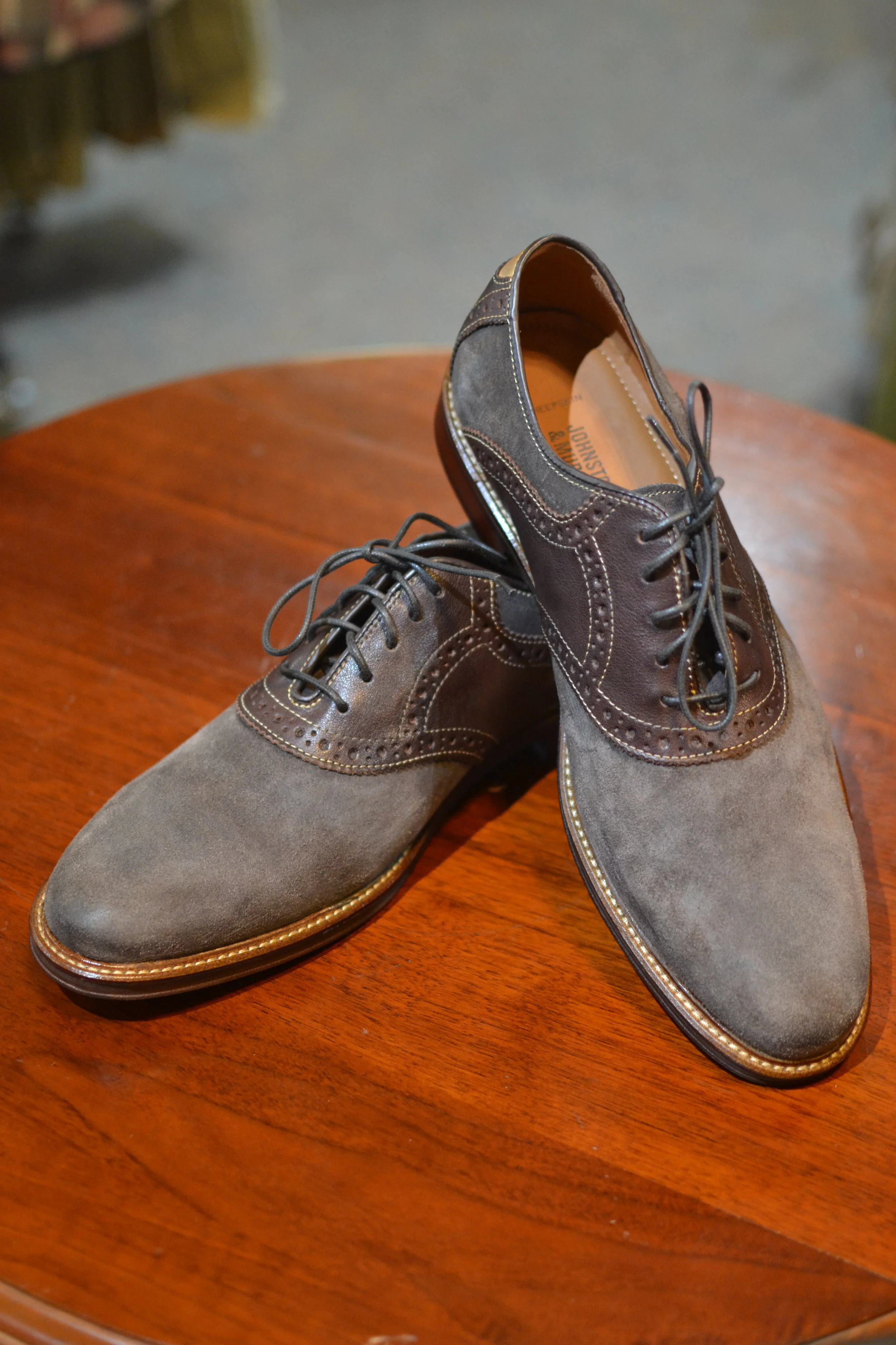 J \u0026 M Warner Saddle Dark Gray Suede 