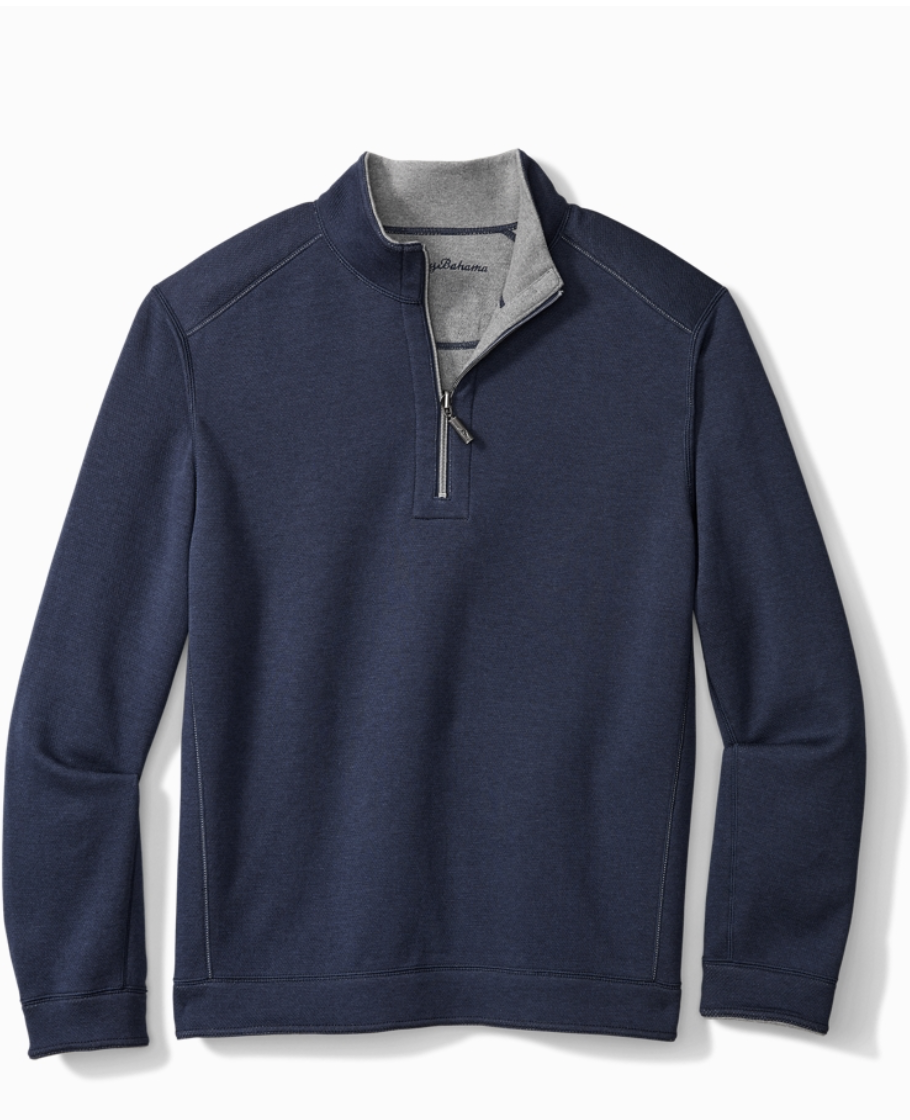 Flipshore Half-Zip Sweatshirt Ocean Deep — Isaac Baker Menswear