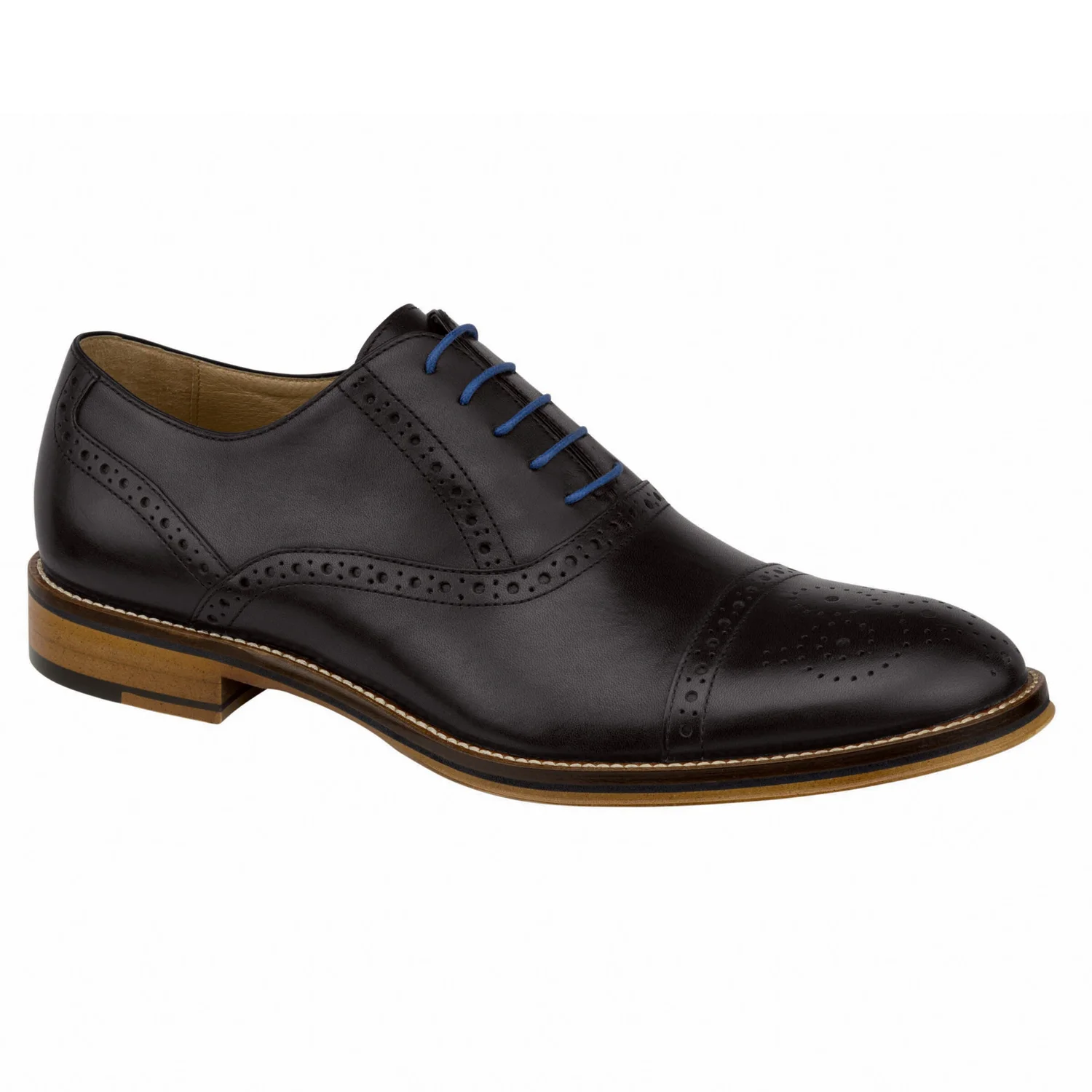 Johnston Murphy Black Leather Conard Cap Toe - 28 Men main image 3
