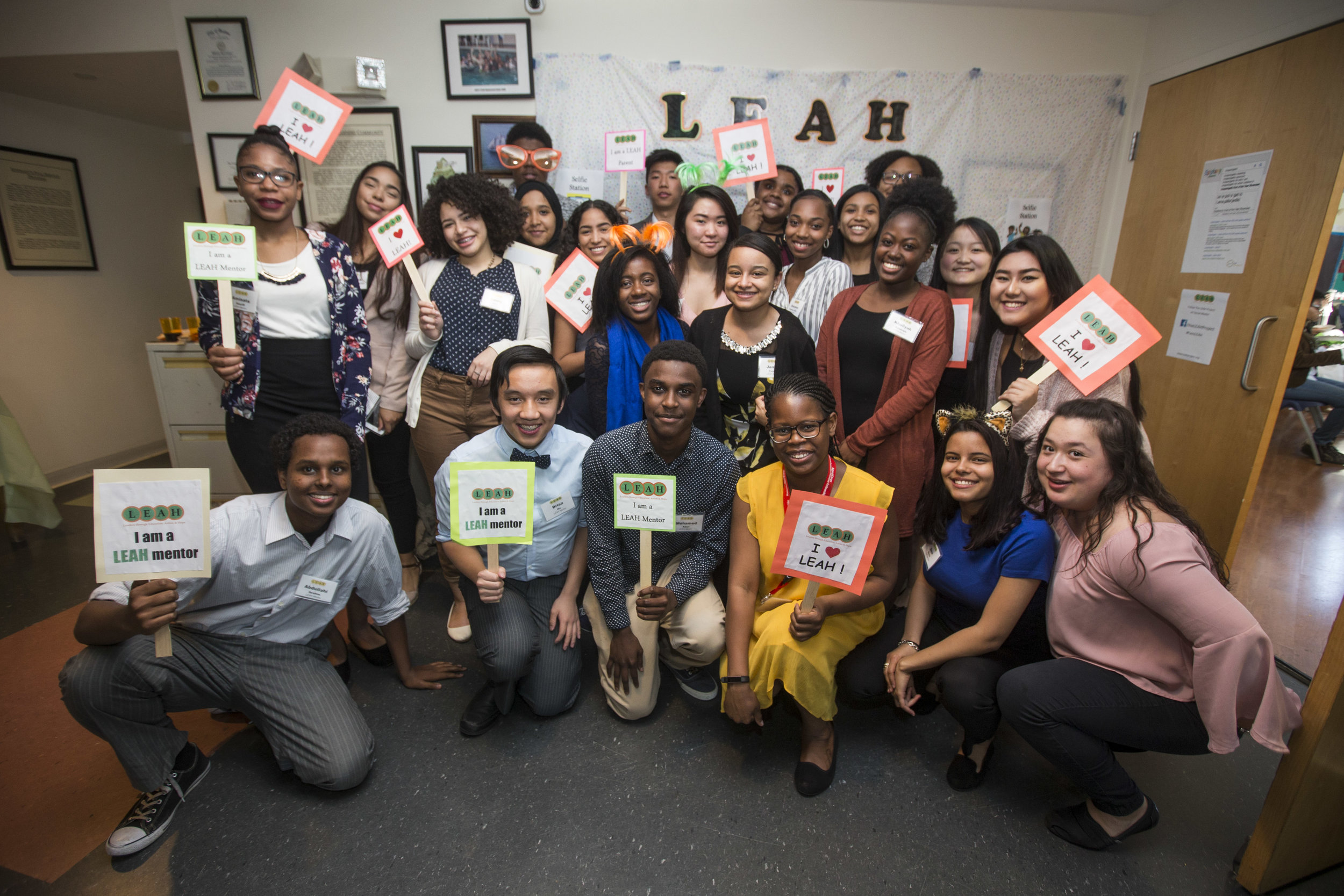 PHOTO: LEAH Mentors, Boston Public High School students, at the LEAH Project’s End of Year Graduation Celebration June 2017 (photo by Scott Eisen)
