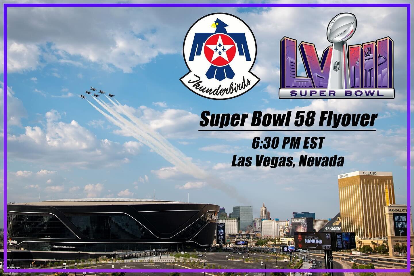 Six jets, three teams, one game.

The U.S. Air Force Thunderbirds will take to the skies over Las Vegas later today to kick off Super Bowl LVIII, marking the first public appearance for the 2024 team.
