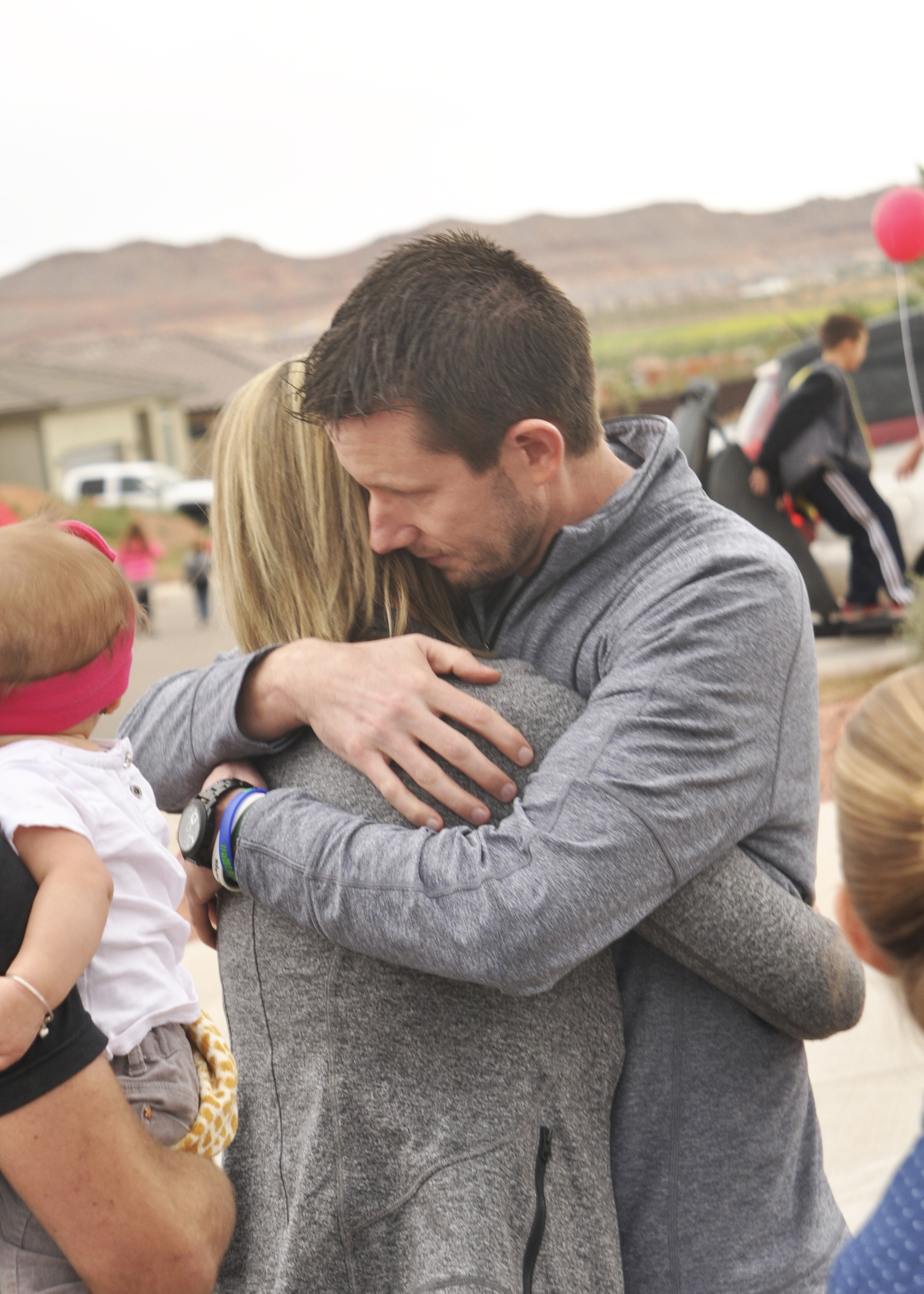 After getting Kycie situated in the house with some family, Jamie came back out to thank all those who had come.