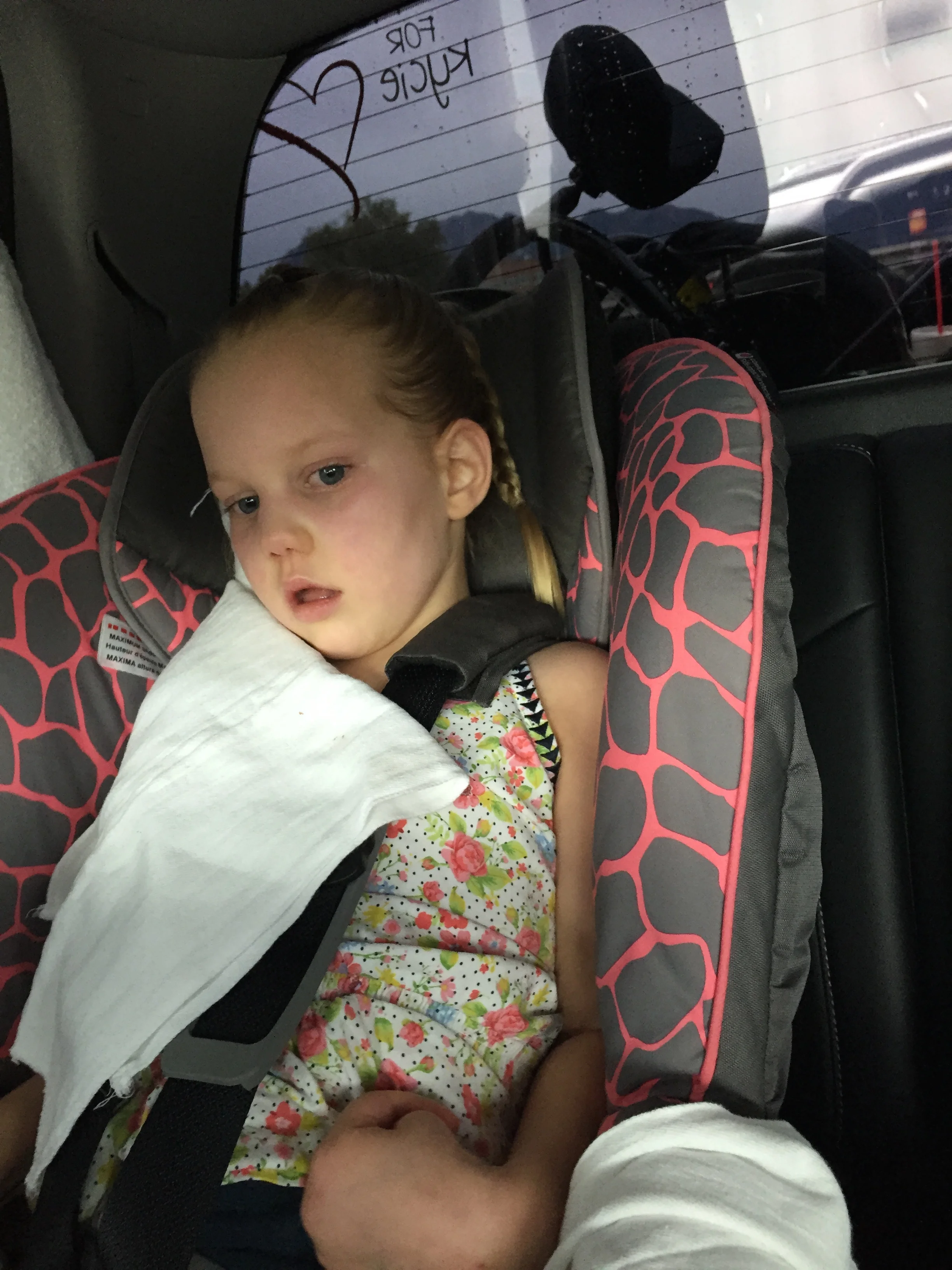 Kycie loaded in her car seat on July 8th, 2015 for her ride back to St. George.
