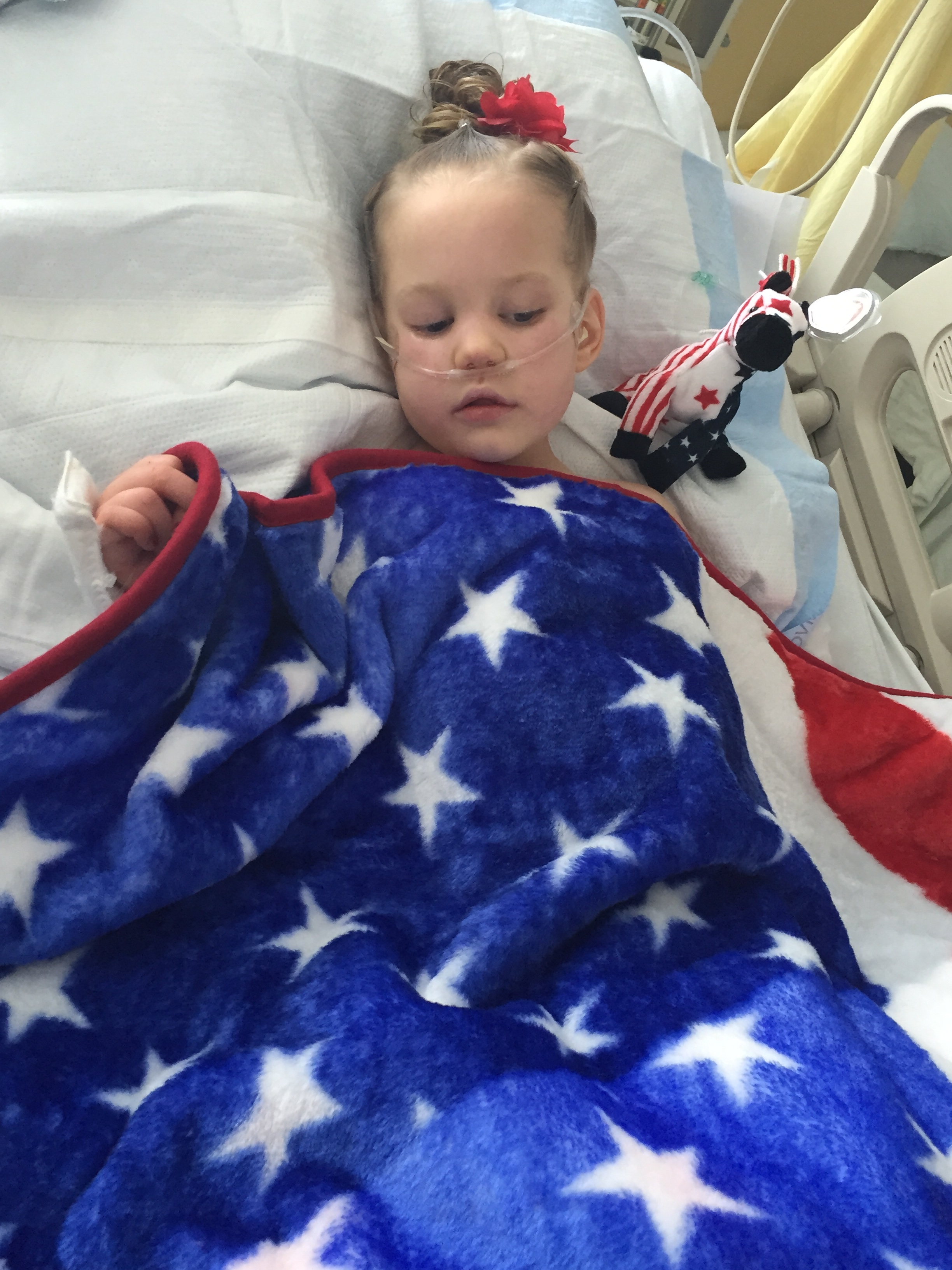 Happy 4th of July!!! Looking so much better with her color returned and swelling going down.