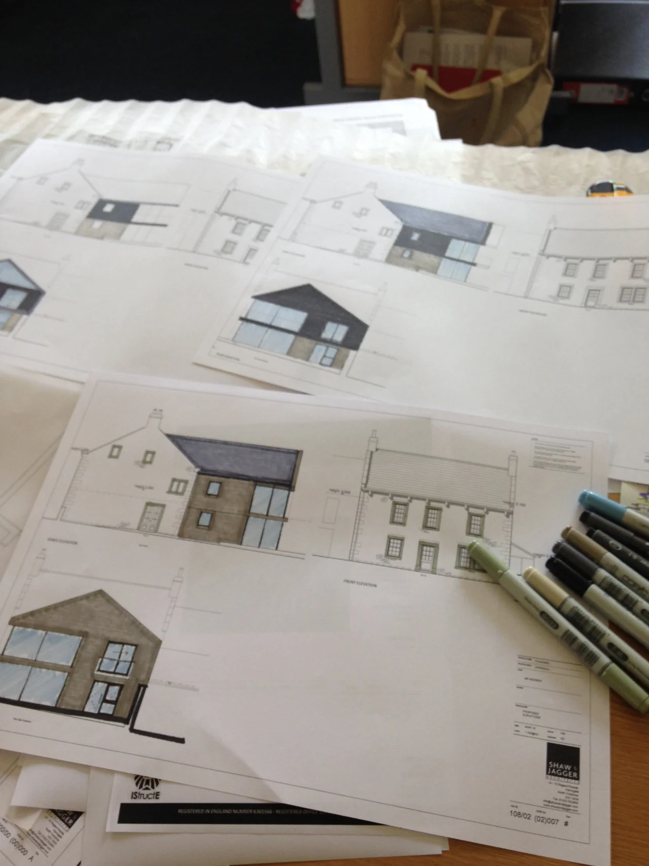 On My Desk Today: Mostly working on a new build extension to a farm complex in Lancashire, sketching out some initial ideas over the existing elevations.