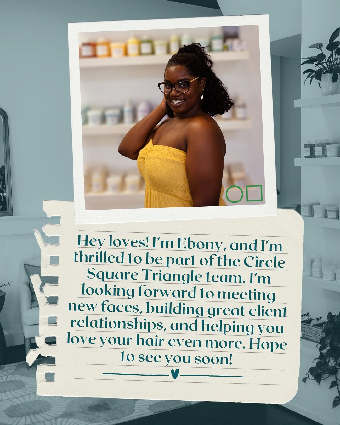 Meet Ebony, our newest Stylist and Natural Hair Educator! ✨

Ebony&rsquo;s goal is for every client to feel seen, celebrated, and be fully themselves. She specializes in natural hair, offering Wash Day services, Silk Press services, Twist and Loc ser