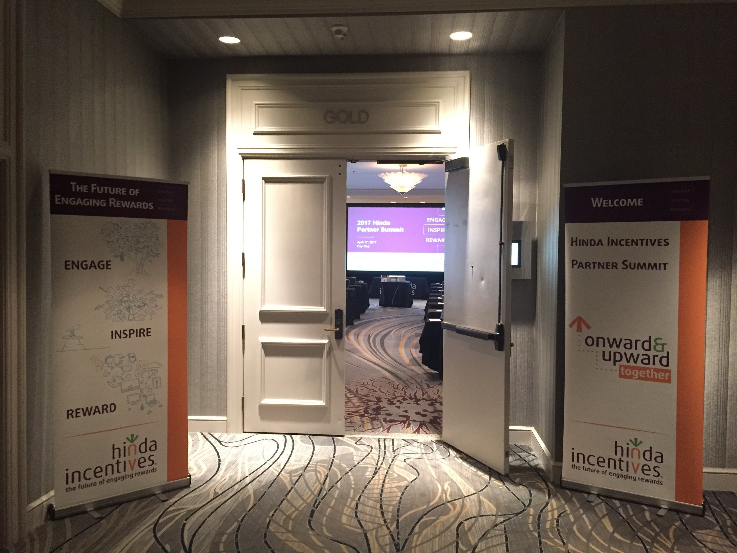 Psst! Entry into the Gold Room for some of the main presentations on Monday,