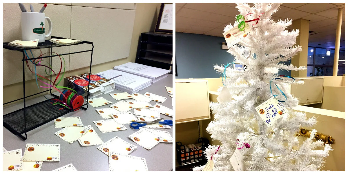 Hinda's appreciation tree setup in the customer service department