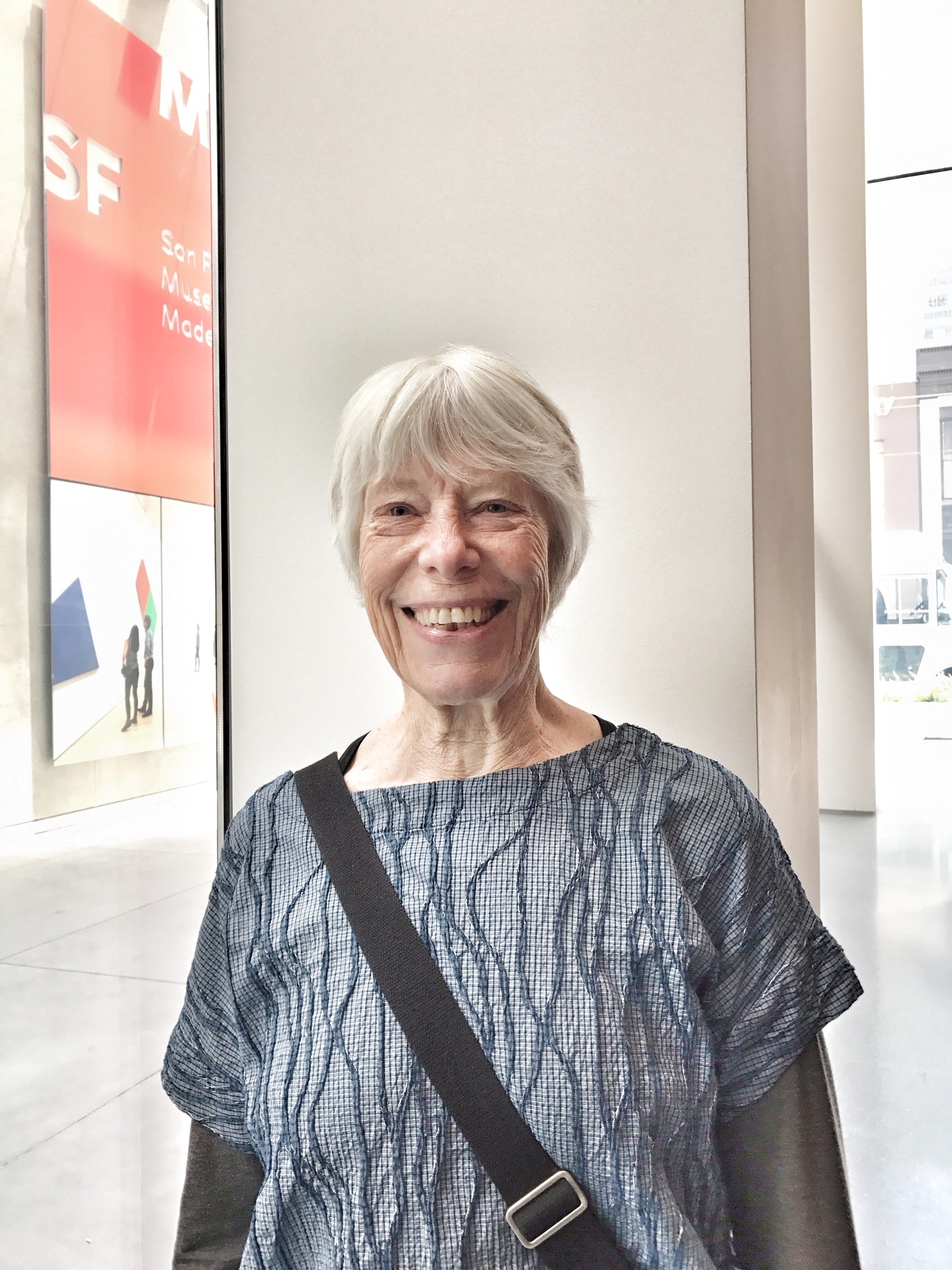 Marj at the SF MOMA on one of her trips to California.