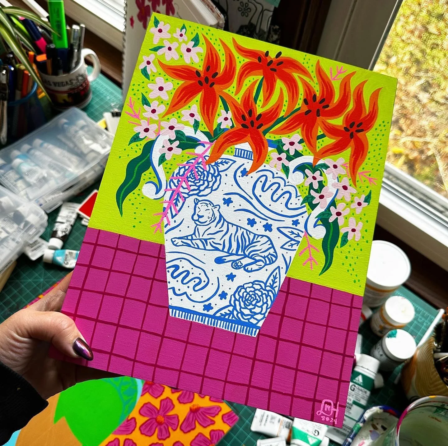 This palette has me in a chokehold. Wrapped up 9 originals in varying sizes for @gamutgallerympls Raging Art On which opens to the public on 12/6. I love this show and seeing the gallery filled with so much work from so many local artists. This is my