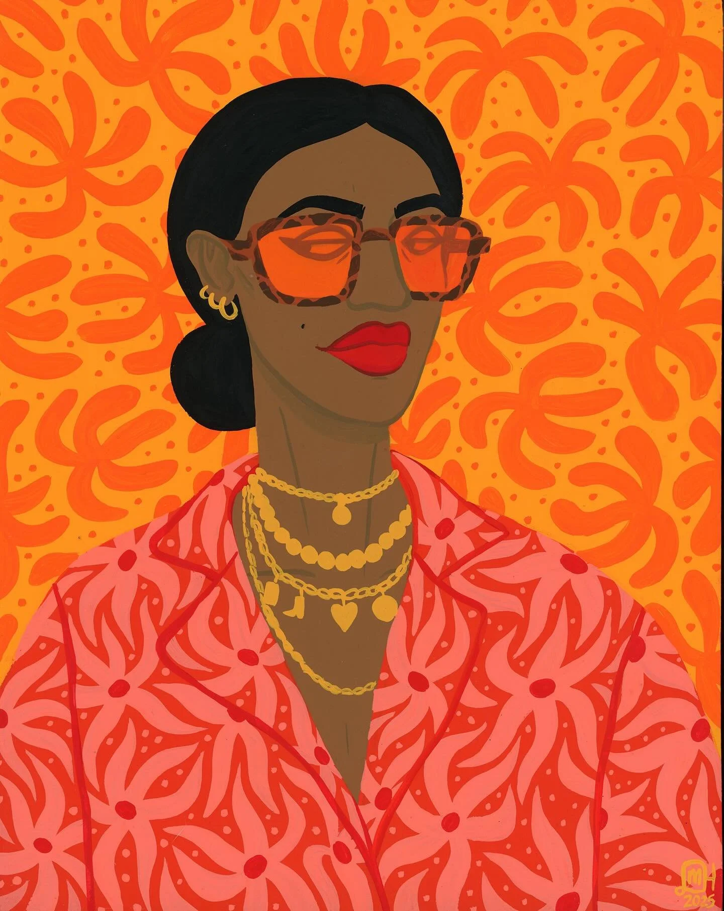 A little moment for one of my favorite things I&rsquo;ve painted so far this summer. Also an outfit that I&rsquo;d like to own&hellip; which is most of what I paint. 😂❤️

&ldquo;Groove is in the Heart,&rdquo; 2025
Acrylic on wood panel
SOLD 💛

#art