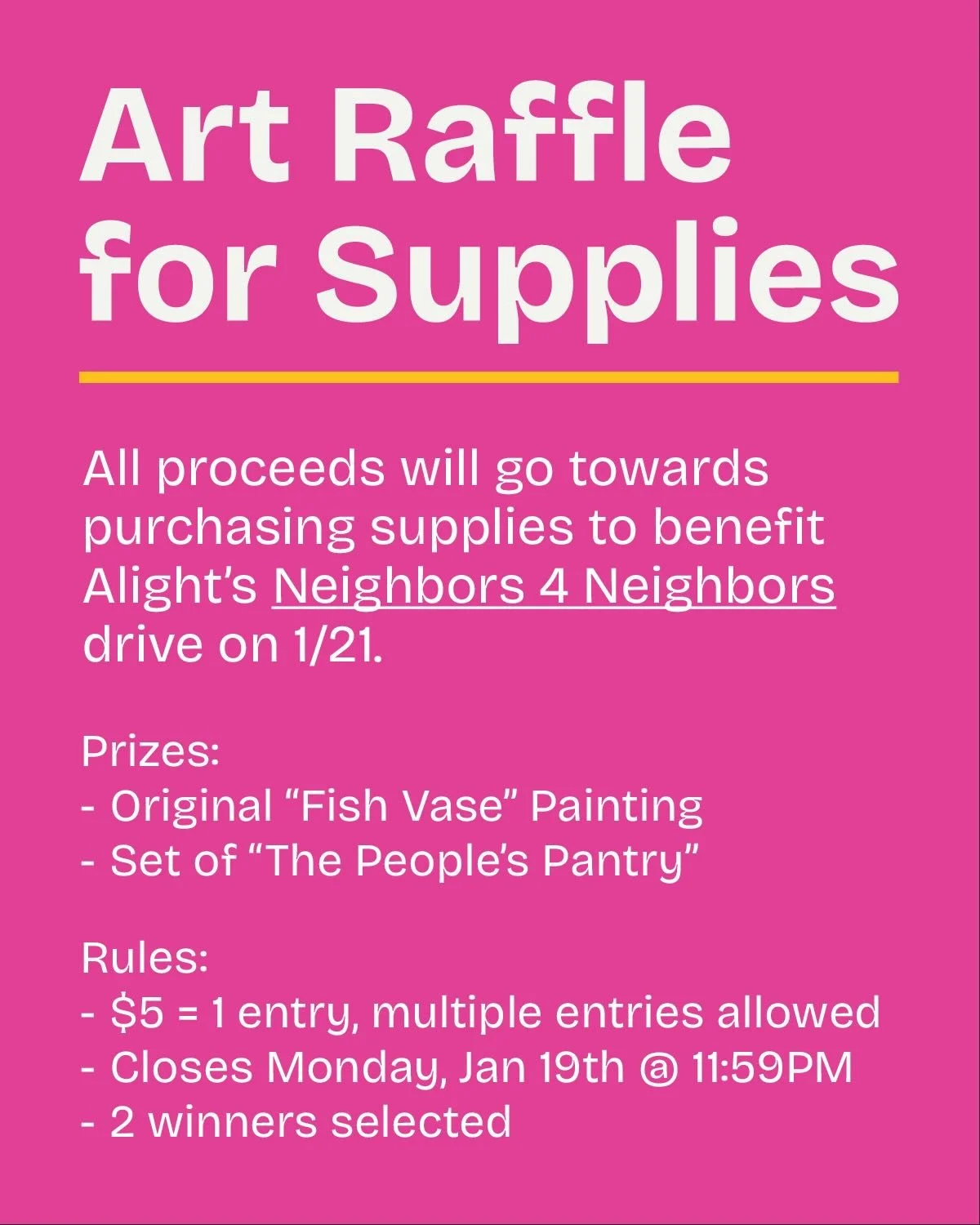 🎟️ ART RAFFLE 4 SUPPLIES! 🎟️ 

Hi friends &ndash; there&rsquo;s a lot to say and not enough time to say it, but right now I want to let you know that I&rsquo;m going to be raffling off some of my work to benefit we.are.alight, a local org that work