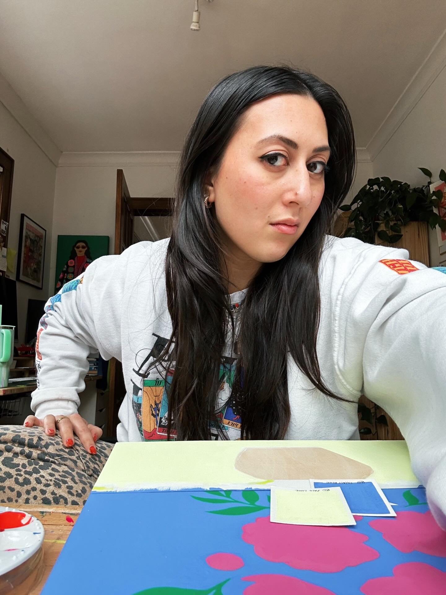 ✨ Proof of life ✨ Back from hiatus and bursting with creative energy. Let&rsquo;s catch up at @nemaamn Art-a-Whirl 2026! Working on new paintings, prints and earrings galore. 🌸❤️🧚