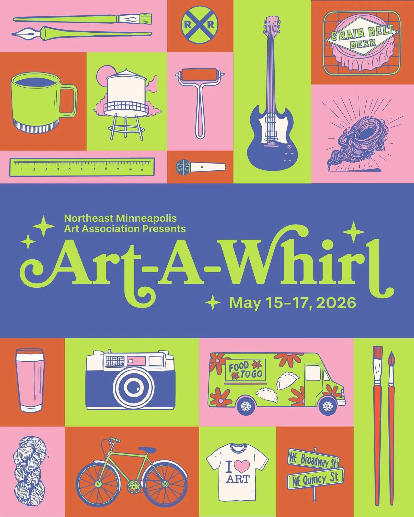 Art-A-Whirl is a little over a month away, and some eagle-eyed pals have already caught that I had the good fortune to collaborate with @nemaamn on this year&rsquo;s artwork!
 
For years, NEMAA has partnered with member artists to create unique direc