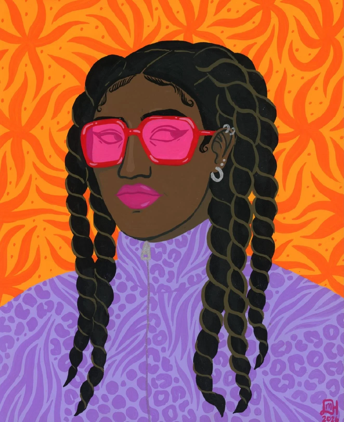 Another one of my gal pals has entered the (digital) building! ✨🪩💞 I am obsessed with her and this color palette and the pattern mixing. I wish I could paint a million new gal pals for myself but there is too little time! Available on May 15 at @ne