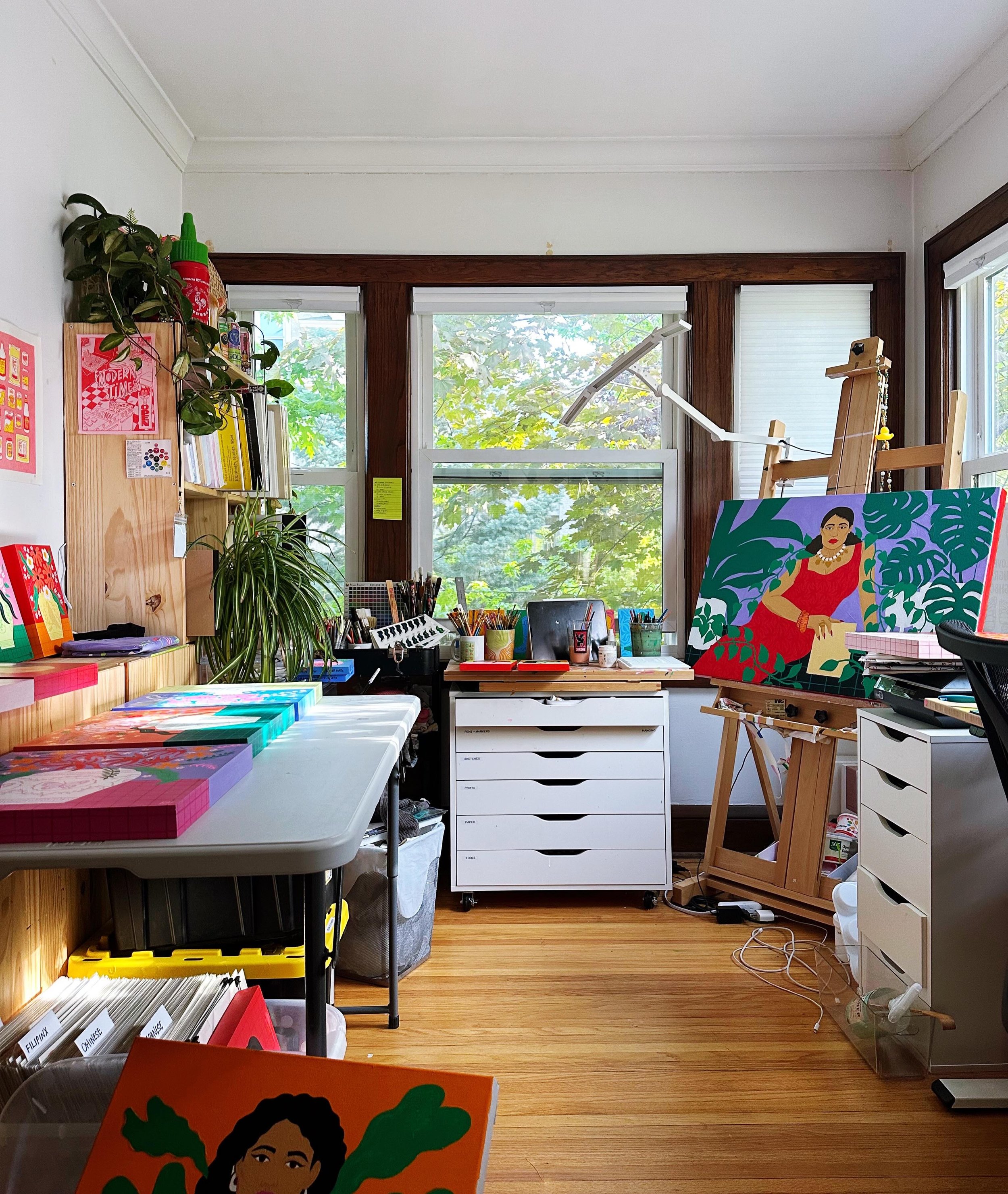 ART-A-WHIRL STARTS TOMORROW! I had a whole plan to post a bunch of content and reels and photos and stories this week, but instead I stayed up until 2AM painting. Priorities! So hopefully enough people will see these photos of messy, chaotic studio a