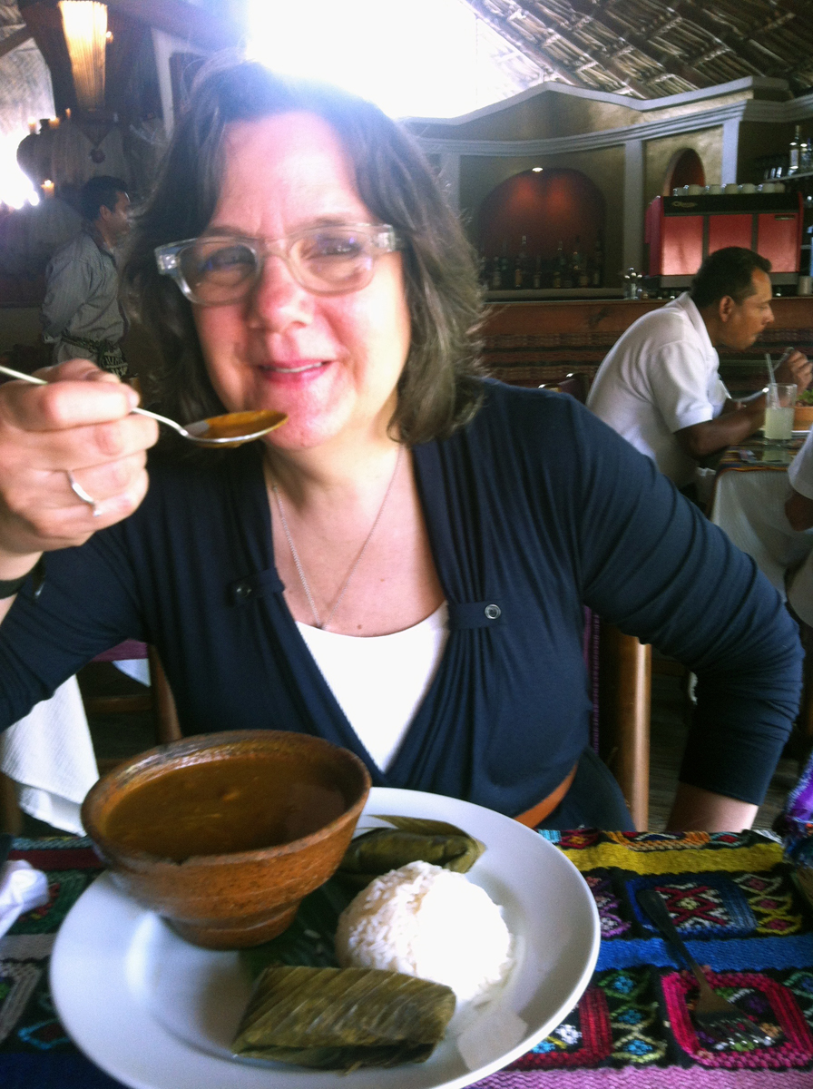 Ellen eating traditional Guatemalan food