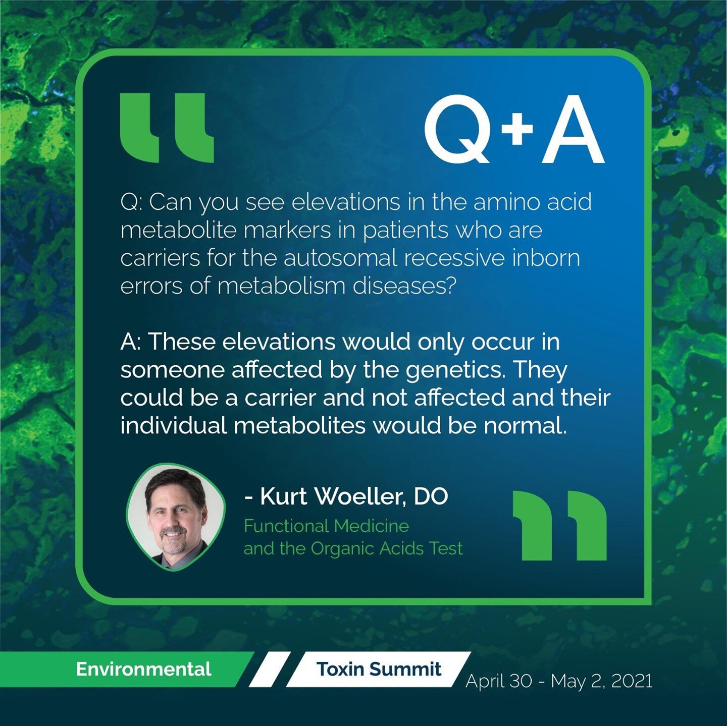What questions do you have about the Organic Acids Test? 
🧪 Q: My teenage son has all three high Glyeric (7.5), Glycolic (232) and Oxalic Acid (125) on OAT. He has a clean diet, no to low dairy or gluten, does have high Arabinose (92). Red skinned arms turn white when touched. No other symptoms other than cold/clammy hands. Shall I get him tested for Hyperoxaluria?
🧪 A: It sounds like implementing a low oxalate program could be worthwhile. If things are not resolving taking a deeper look at genetics might be beneficial.
🧪 Q: Do you recommend hair analysis for heavy metal when quinolinic acid is elevated?
🧪 A: Yes. But I use hair analysis testing in most patients whether their quinolinic is high or not.
🧪 Q: Can psilocybin use contribute to fungal growth?
🧪 A: These are not something I believe shows up on the MycoTOX profile, but I would not be surprised if someone were fungal toxic that they could become extremely sensitive to these psychedelics.
➡️ See all of Dr. Woellers Q&amp;