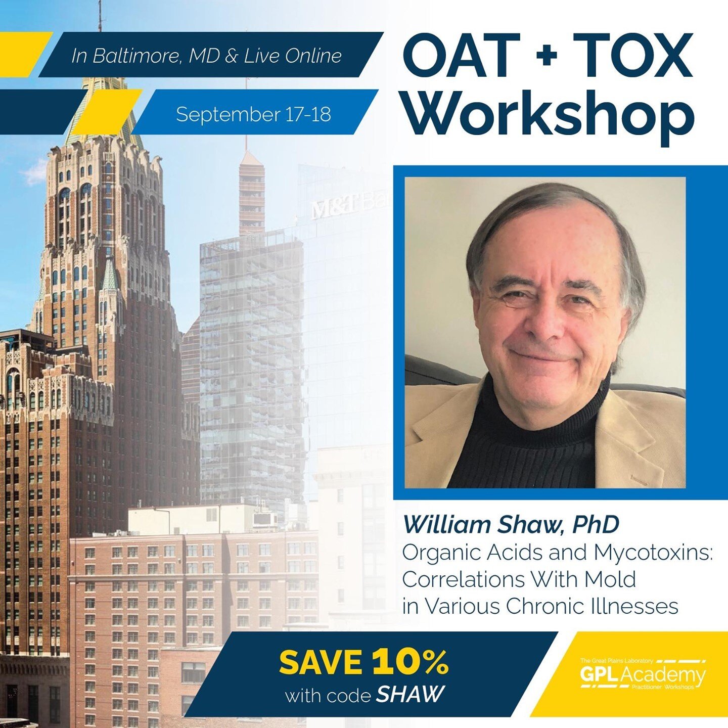 Learn all you can from William Shaw, PhD at the OAT+TOX Workshop! Register now to hear Dr. Shaw cover the following topics:
🔬 Organic Acids and Mycotoxins: Correlations With Mold in Various Chronic Illnesses
⚠️ Non-Metal Toxic Chemicals and Their Effects on Health: Glyphosate and Beyond
🧪  IgG Food Allergy Testing: Scientific Evidence of its Validity in Chronic Illness  https://loom.ly/Y7PUmRA #genetics #functionalmedicine #alternativemedicine #functionalhealth #integrativemedicine #wellness #holistichealth #rootcause #naturopathicmedicine #environmentaltoxins #medicalconference #cme #mycotoxins #autism #organicacids #environmentalhealth
