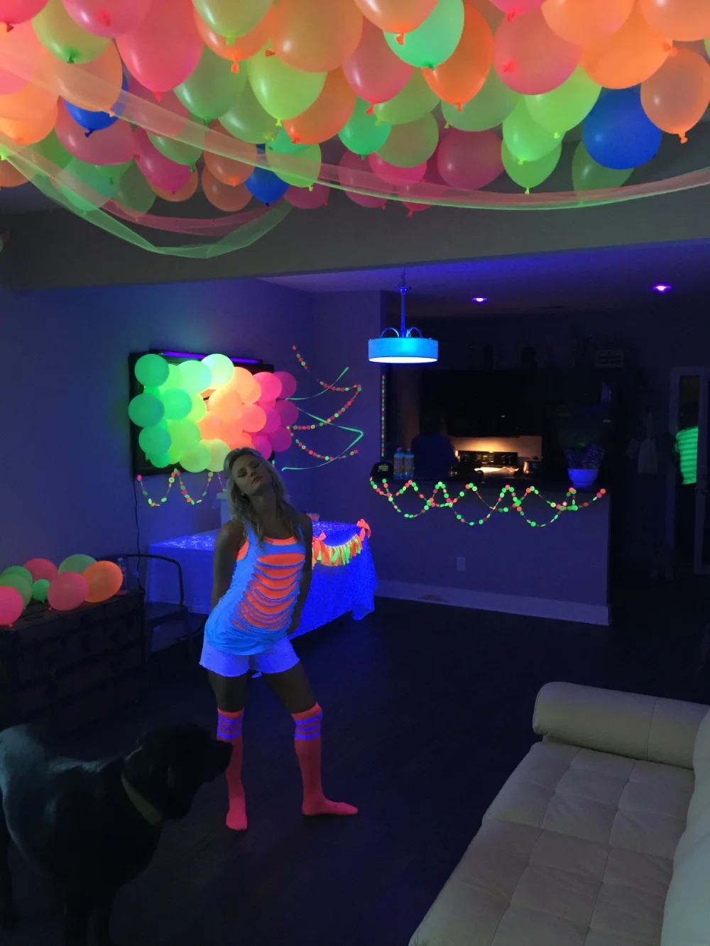 Fallon, the hostest with the mostest, and her house-turned-blacklight-party deckout...