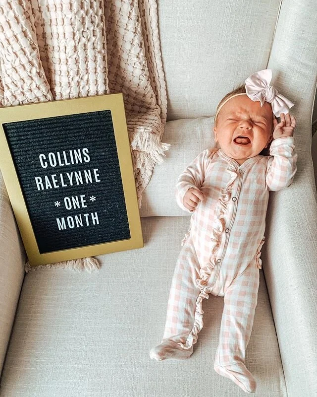 &bull; ONE MONTH &bull; &ldquo;Mom I HATE THIS BOW!!!!&rdquo; - Collins probably 😂🎀 Baby girl, one month of absolute pure bliss with you. I can&rsquo;t believe an entire whole month has passed since you became part of our family because I can&rsquo