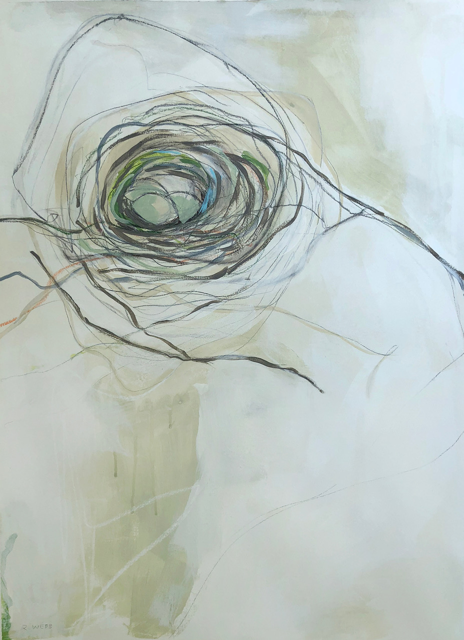 “Entwined II” $950 - Acrylic, graphite and pastels on paper, 22x30” custom framed, SOLD