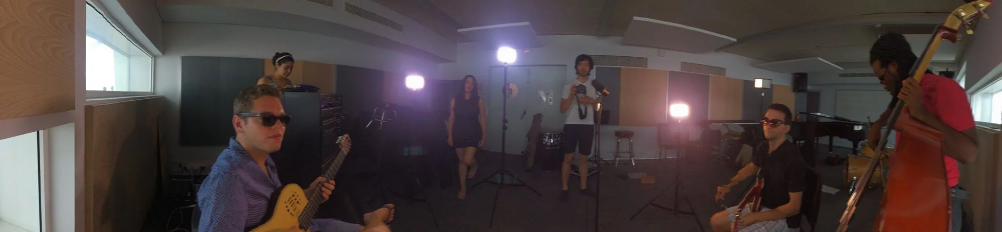 Using the guitar chops as Oliver Chiu (Chiu Productions) leads a video shoot with Ritmo Rico Blues – Summer '15