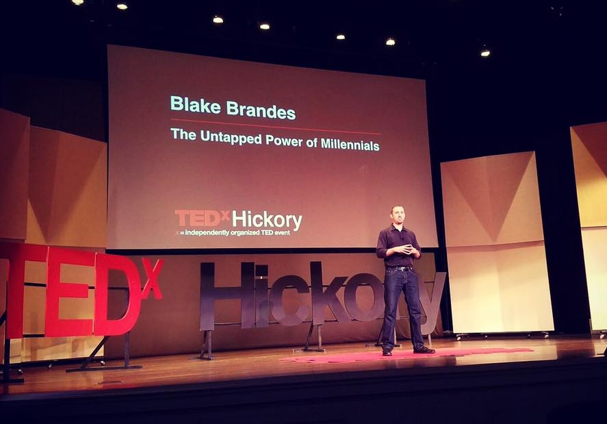 Blake Brandes at TEDx Hickory (photo credit: Ralph Griffith) - August 20, 2016