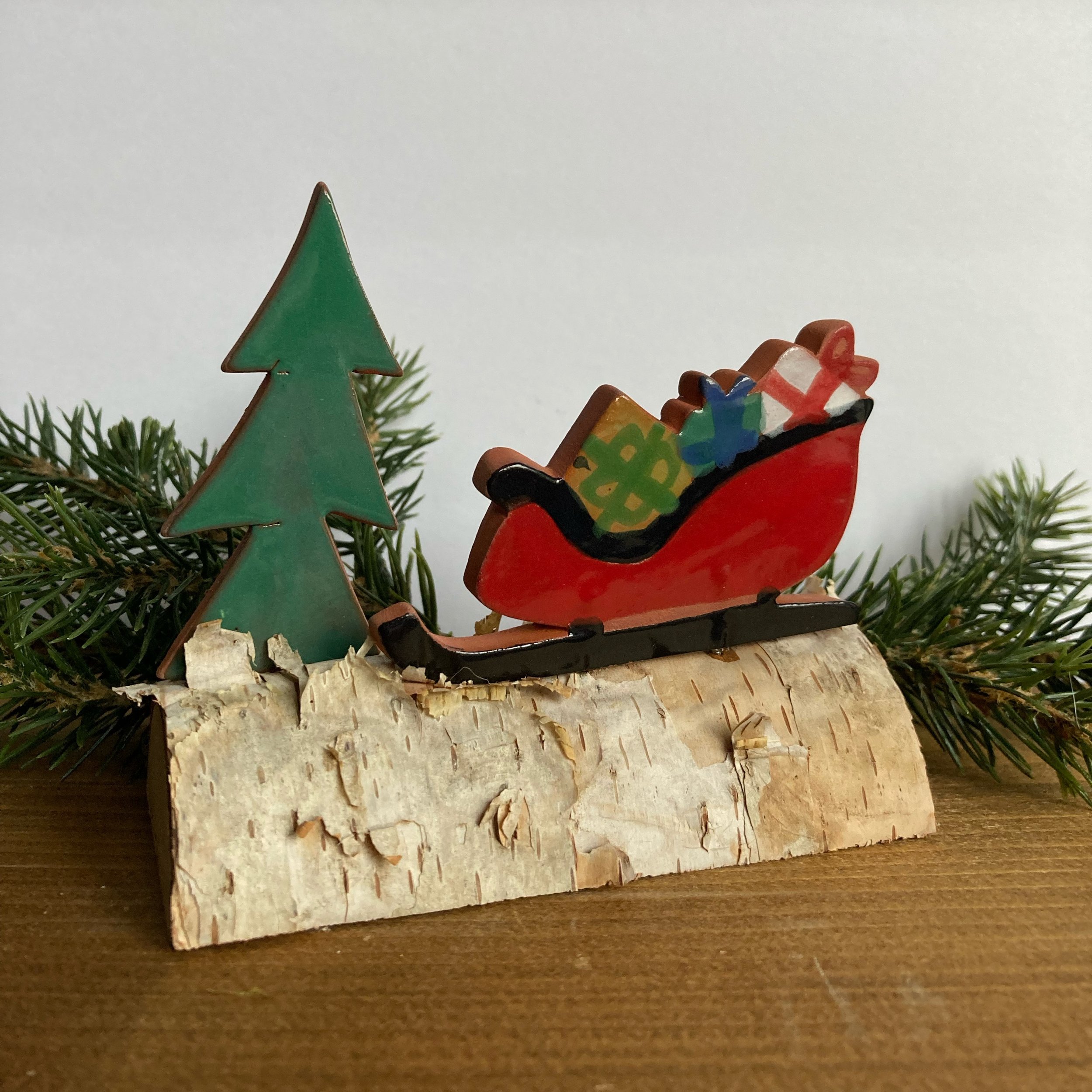 Birch sleigh w tree front.JPG