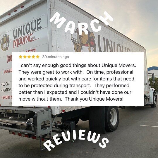 Our reviews from January to March 🫶 Here at Unique we take great care of our customers by constantly improving our service ❤️🏡 We appreciate you taking a chance on us time &amp; time again! #movers #moverslife #movingforward #reviews #movingreviews