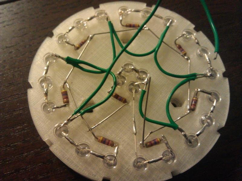 Back of crystal showing wiring of LEDs. 