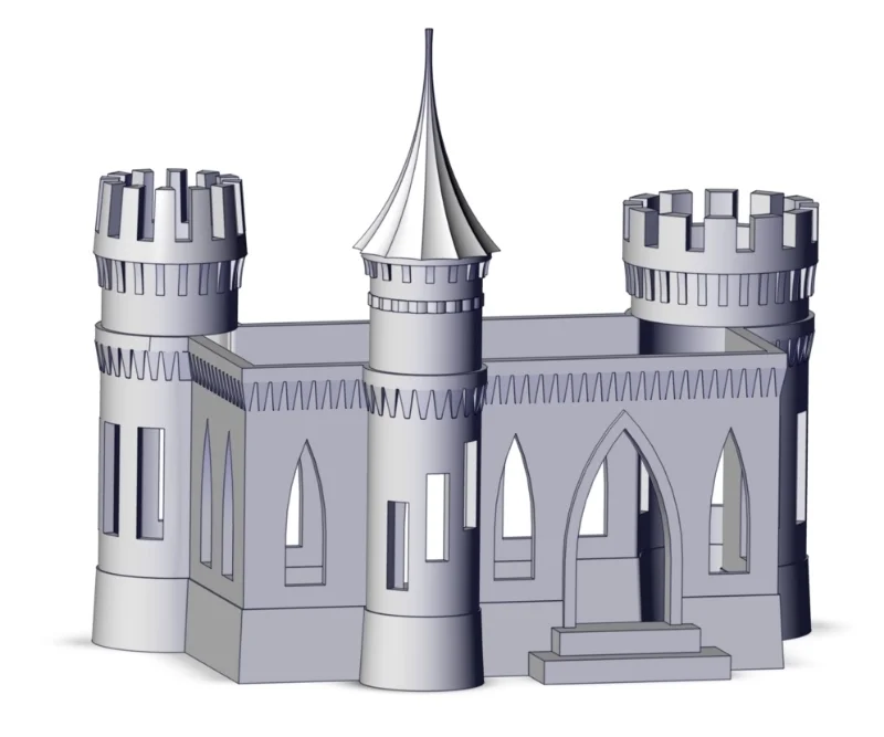  Castle model designed in SolidWorks. 