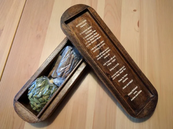  Box with spices ready to be wrapped and gifted. 